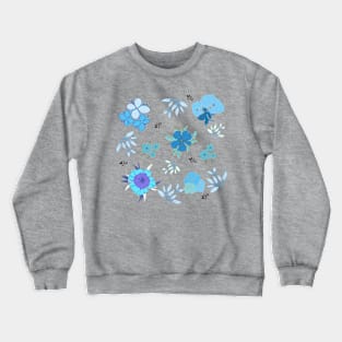 Blue Flower Pattern Crewneck Sweatshirt